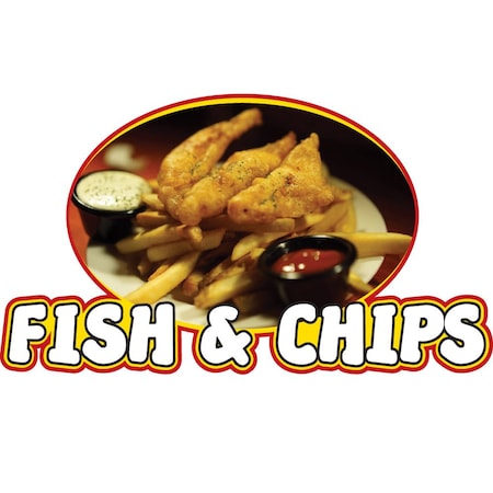 FISH & CHIPS Concession Decal Sign Cart Trailer Stand Sticker Equipment